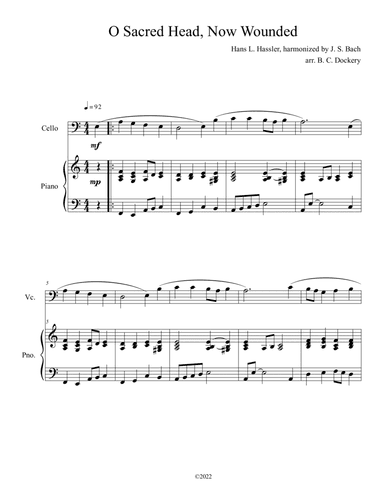 O Sacred Head, Now Wounded (Cello Solo with Piano Accompaniment) (arr. B. C. Dockery)