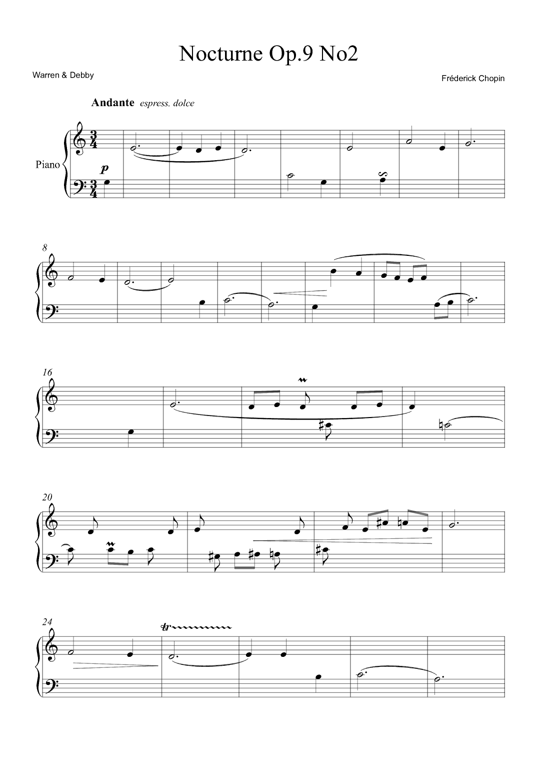 Nocturne Op.9 No2 (arr. Warren & Debby)