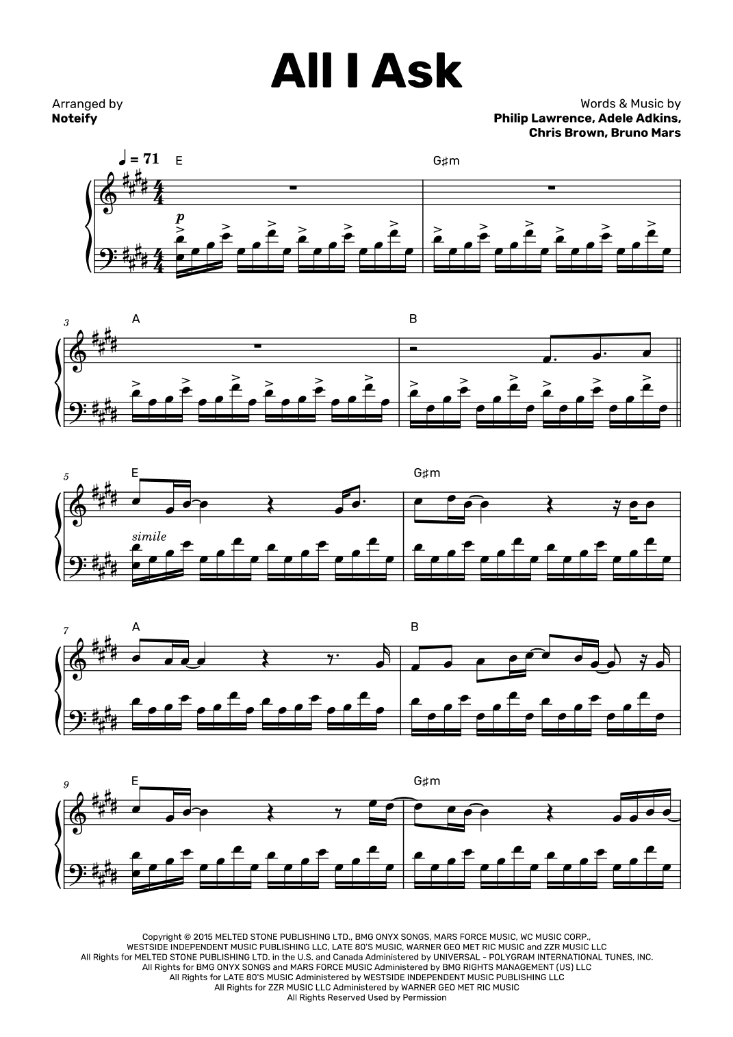 All I Ask (arr. Noteify)
