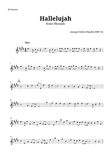 Hallelujah by Handel for Clarinet (arr. Langanho)