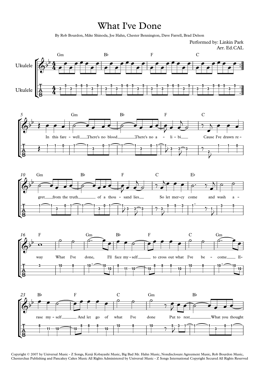 What I've Done (arr. Arr. Ed.CAL)