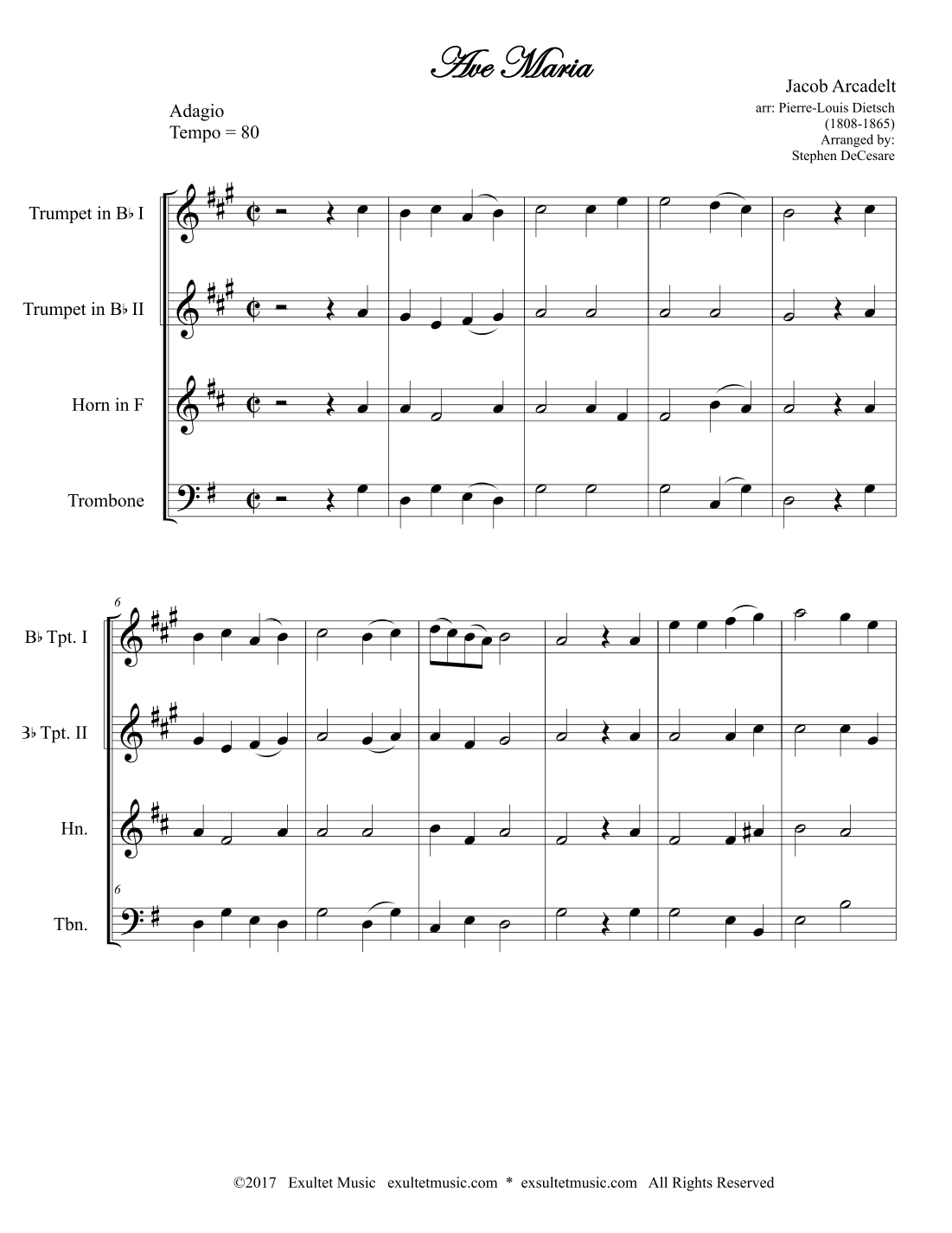 Ave Maria (Brass Quartet) (arr. Stephen DeCesare)