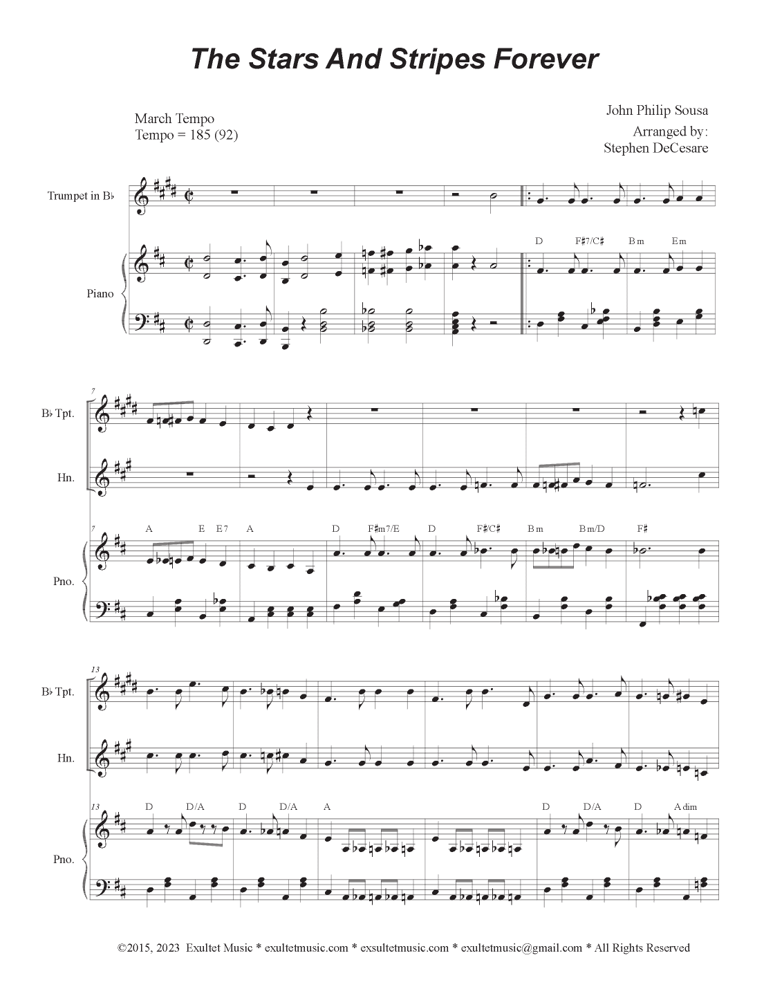 The Stars and Stripes Forever (Duet for Bb-Trumpet and French Horn) (arr. Stephen DeCesare)