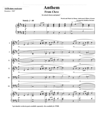 Anthem (from Chess) (arr. Kathleen McGuire)