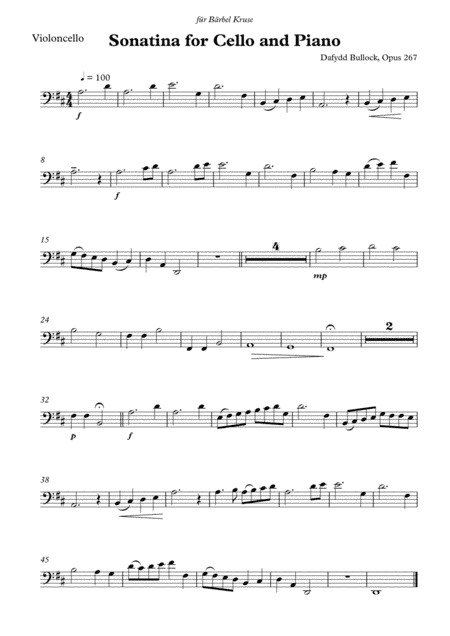 Sonatina No.1 for Cello and Piano (Cello Part)