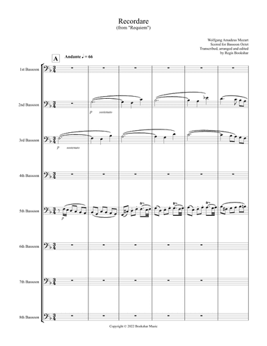 Recordare (from "Requiem") (F) (Bassoon Octet) (arr. Regis Bookshar)