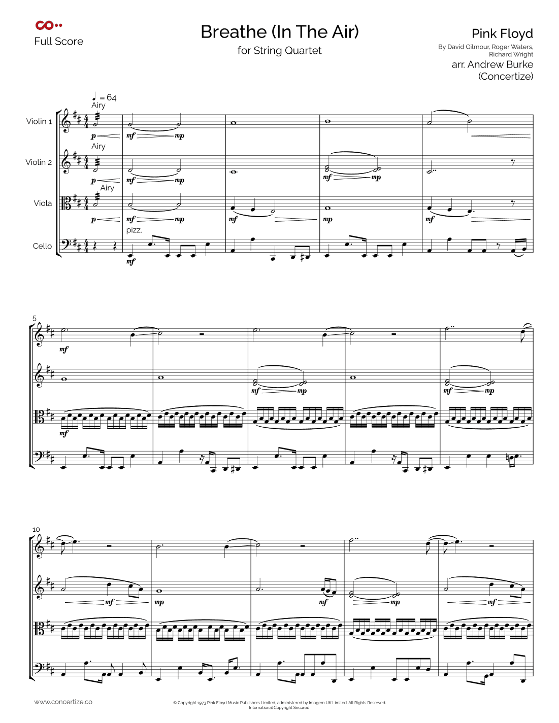 Breathe (in The Air) (arr. Concertize)
