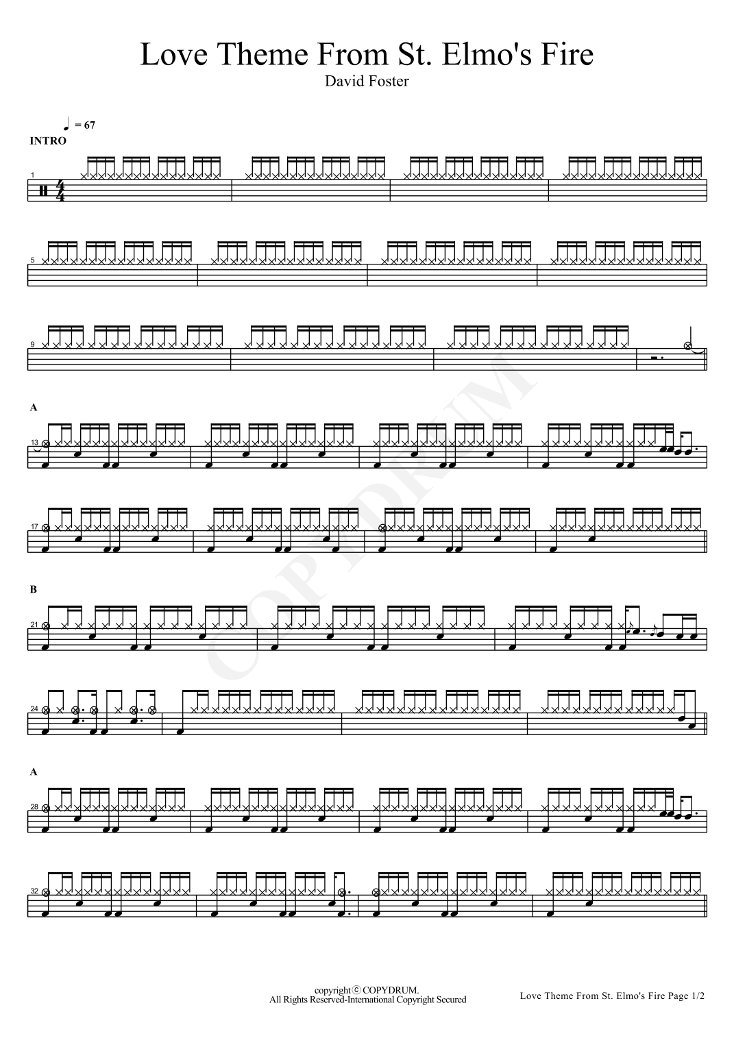 Love Theme From "st. Elmo's Fire" (arr. COPYDRUM)