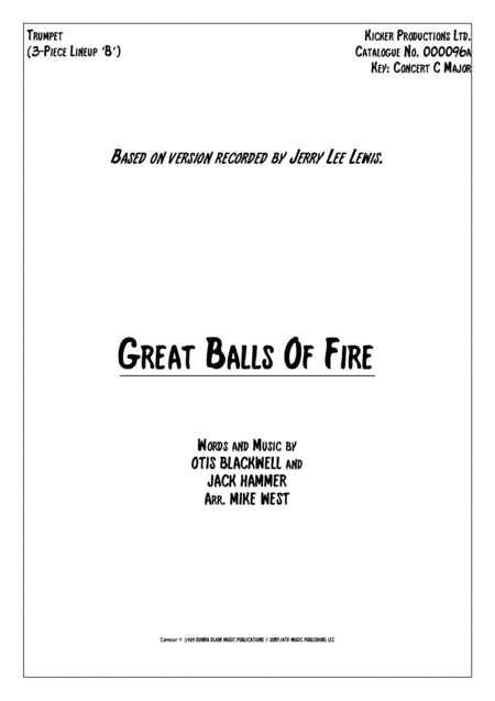Great Balls Of Fire (arr. Mike West)