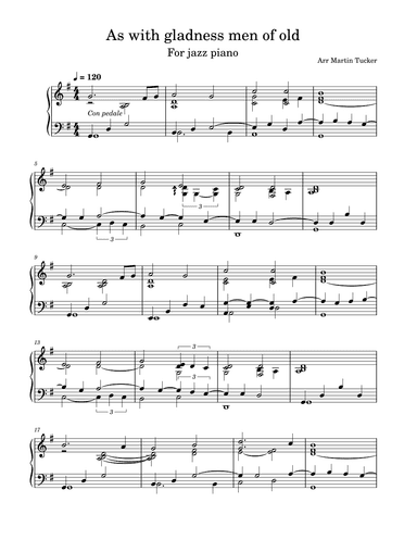 As with gladness men of old: for jazz piano (arr. Martin Tucker)