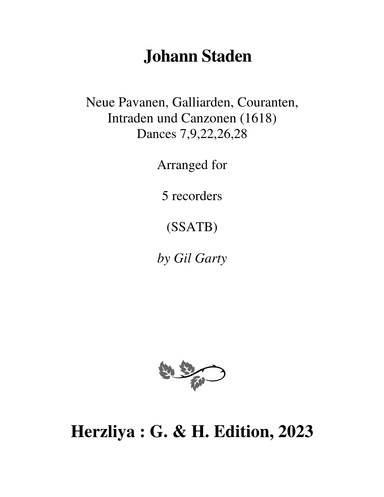 Dances a5 (1) from Neue Pavanen, Galliarden, Couranten, Intraden und Canzonen (1618) - Score Only (arr. Gil Garty)