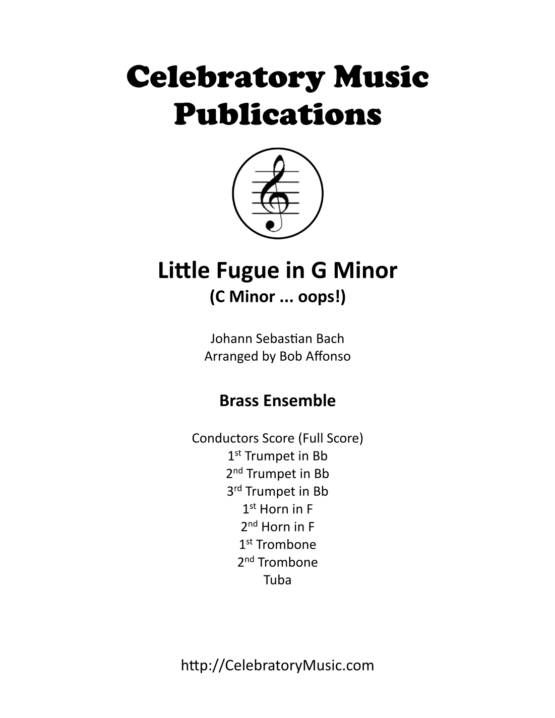 Little Fugue in G Minor (arr. Bob Affonso)