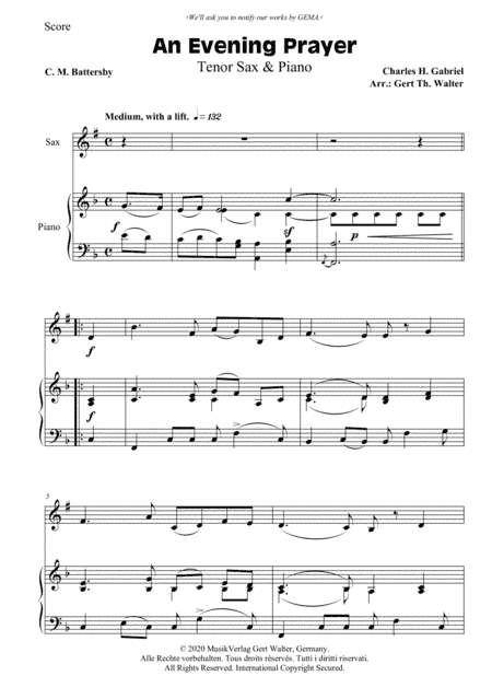 An Evening Prayer (arr. Gert Th. Walter)