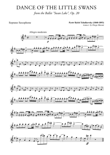 Dance of the Little Swans for Saxophone Quartet (arr. Diego Marani)