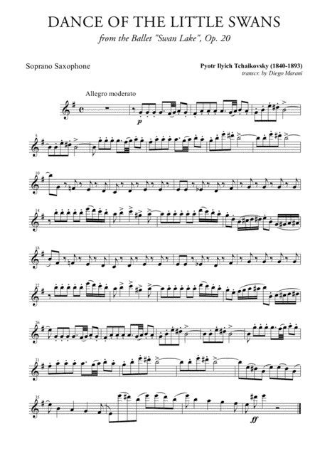 Dance of the Little Swans for Saxophone Quartet (arr. Diego Marani)