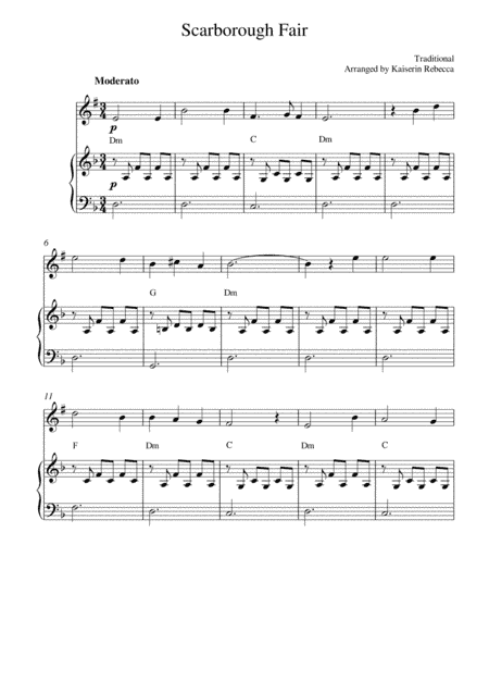 Scarborough Fair (trumpet in Bb solo and piano accompaniment) (arr. Kaiserin Rebecca)