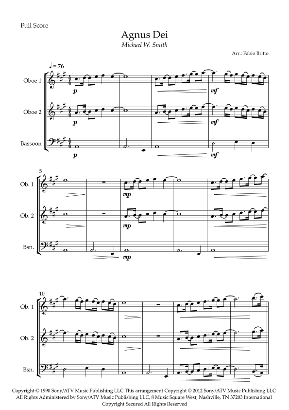 Agnus Dei (arr. Fabio Britto)