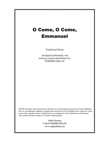 O Come, O Come, Emmanuel - Lead sheet arranged in traditional and jazz style (key of Em) (arr. Stephen Bulat)
