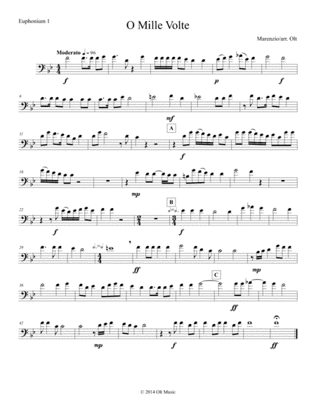 O Mille Volte for 2 antiphonal tuba quartets (arr. Tim Olt)