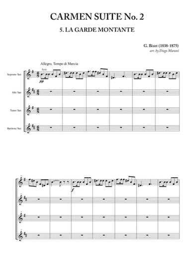 The Rising Guard from "Carmen Suite No. 2" for Saxophone Quartet (arr. Diego Marani)