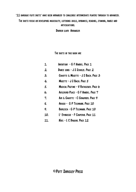 11 Baroque Flute duets (arr. Darren Lloyd)