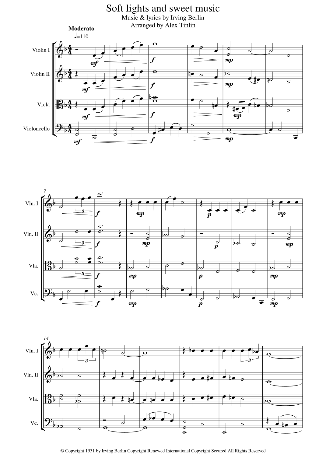 Soft Lights And Sweet Music (arr. Alex Tinlin)