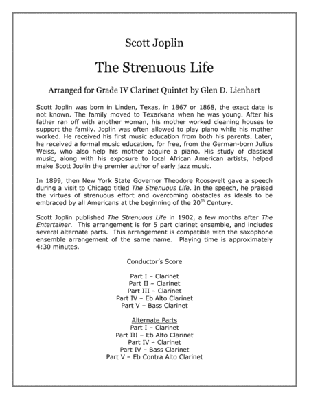 The Strenuous Life (Clarinets) (arr. Glen D. Lienhart)