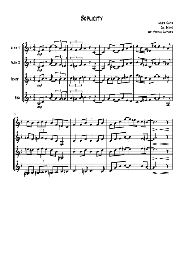 Boplicity (be Bop Lives) (arr. Verena Watkiss)