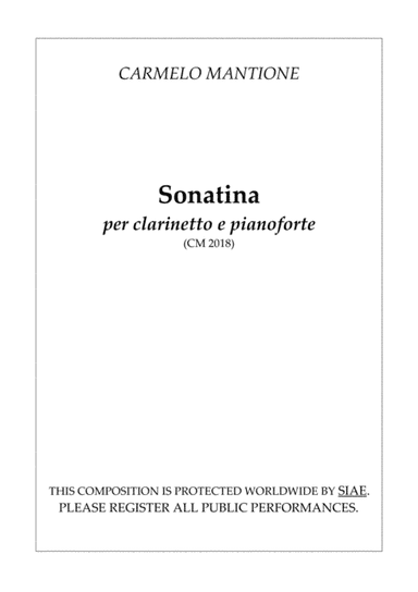 Sonatina per clarinetto e pianoforte (CM2018) score and parts