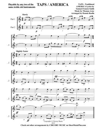 ECHO ~ TAPS / AMERICA (Duet) - Any  two similar treble clef instruments - Intermediate (arr. Dennis Ruello)