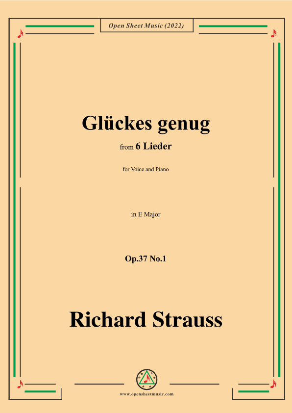 Richard Strauss-Glückes genug,in E Major,Op.37 No.1 (arr. OSM Press)