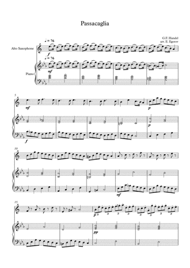Passacaglia, Handel-Halvorsen, For Alto Saxophone & Piano (arr. Eugene Egorov)