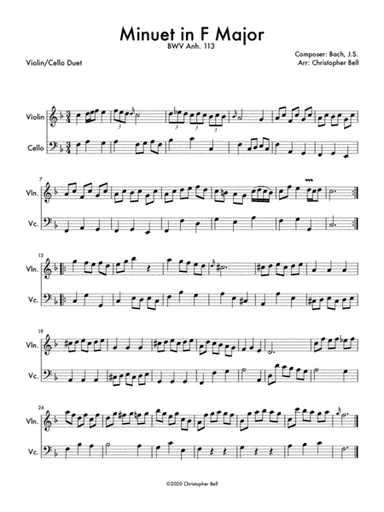 Minuet in F Major (Violin/Cello Duet) (arr. Christopher Bell)