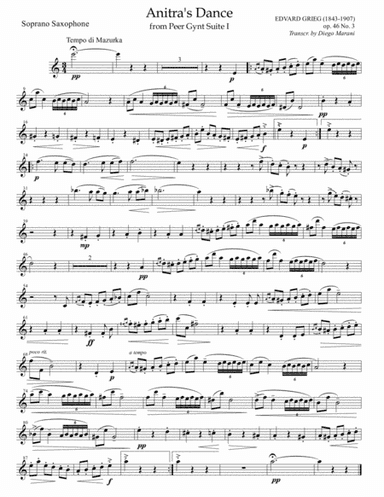 Anitra's Dance from "Peer Gynt" for Saxophone Quartet (arr. Diego Marani)