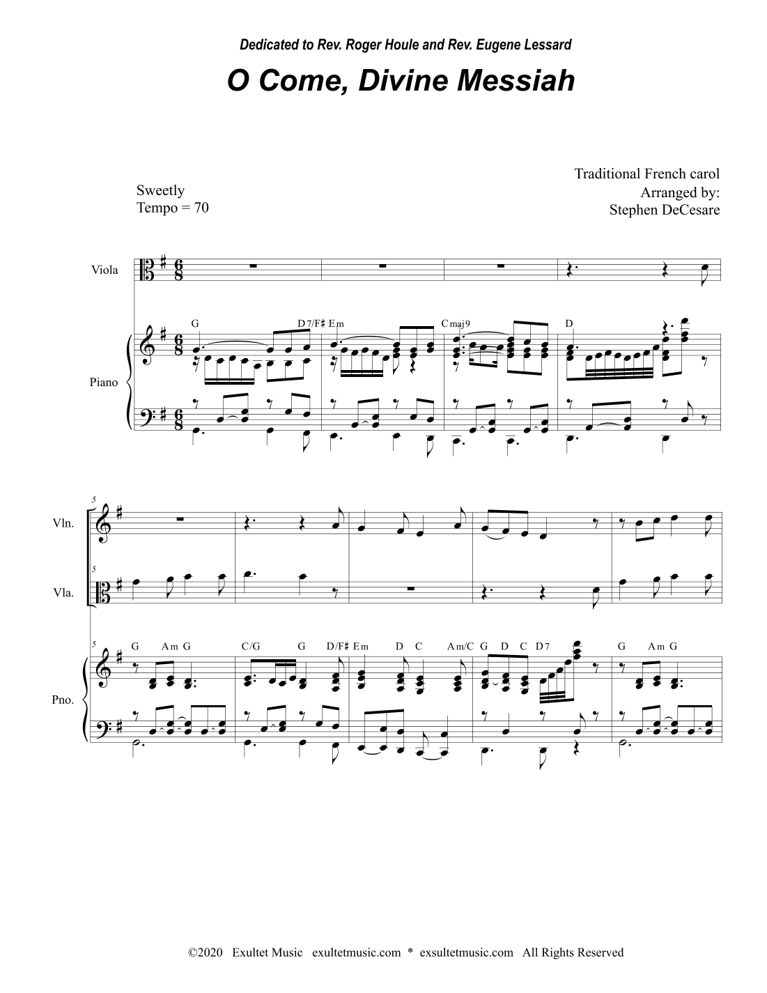 O Come, Divine Messiah (Duet for Violin and Viola) (arr. Stephen DeCesare)