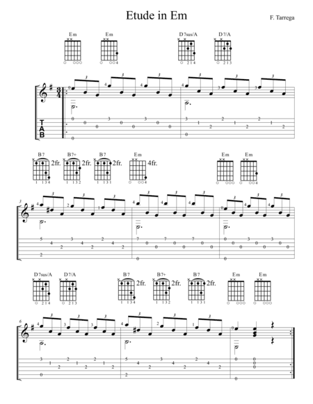 Etude in E Minor by Francisco Tárrega (arr. McCorkle, Dennis F.)