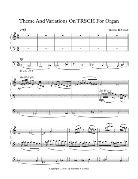 Theme And Variations On TRSCH For Organ