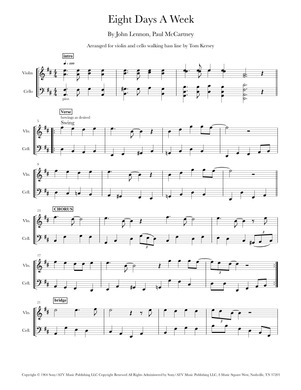 Eight Days A Week (arr. Tom Kersey)