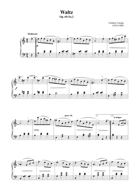 Chopin - Waltz op.69,No.2 (Easy piano arrangement) (arr. MPS)