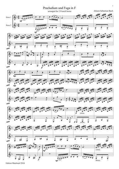 Prelude and fugue in F (arr. Edition Maulwurf)