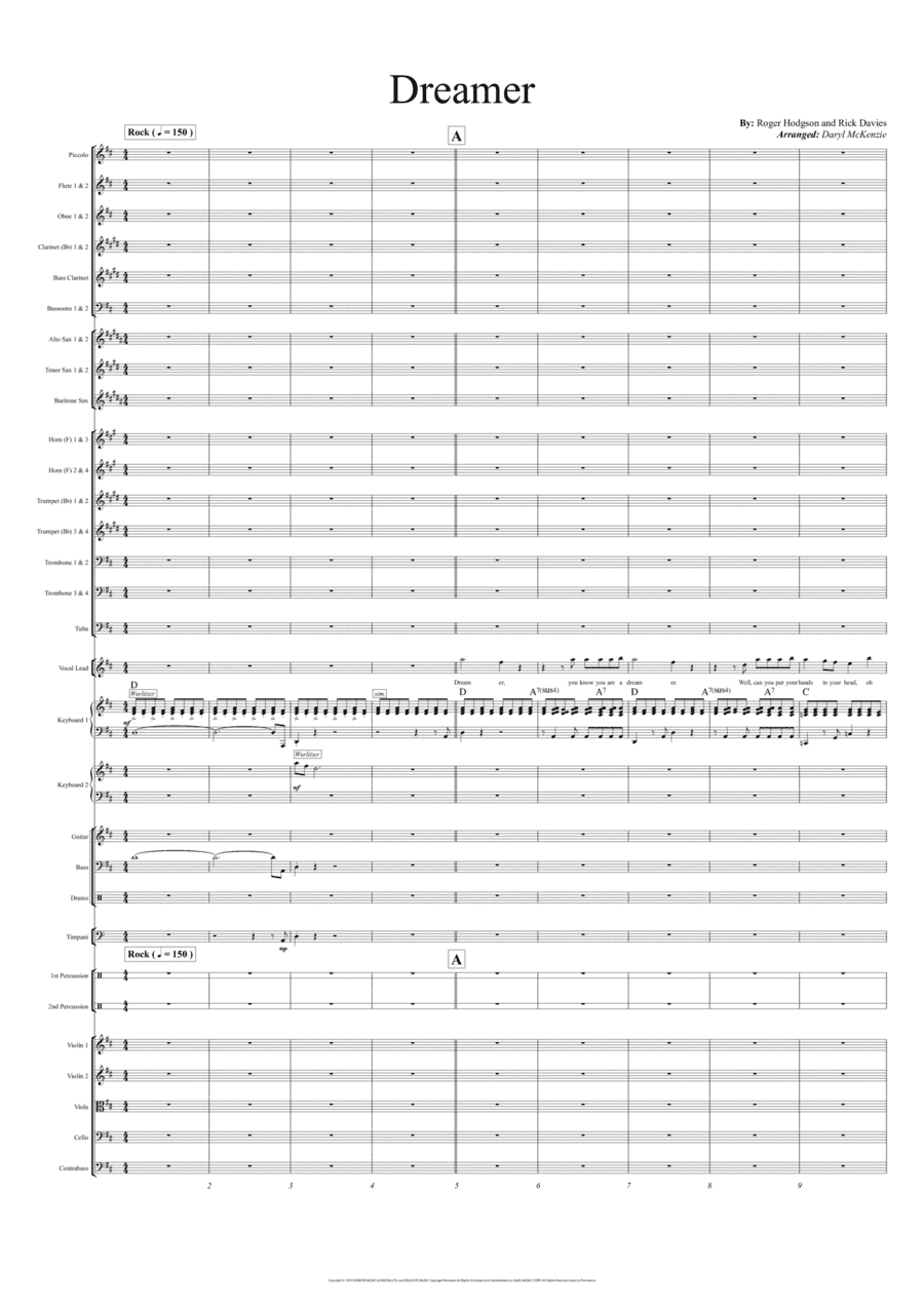 Dreamer (arr. Daryl McKenzie)