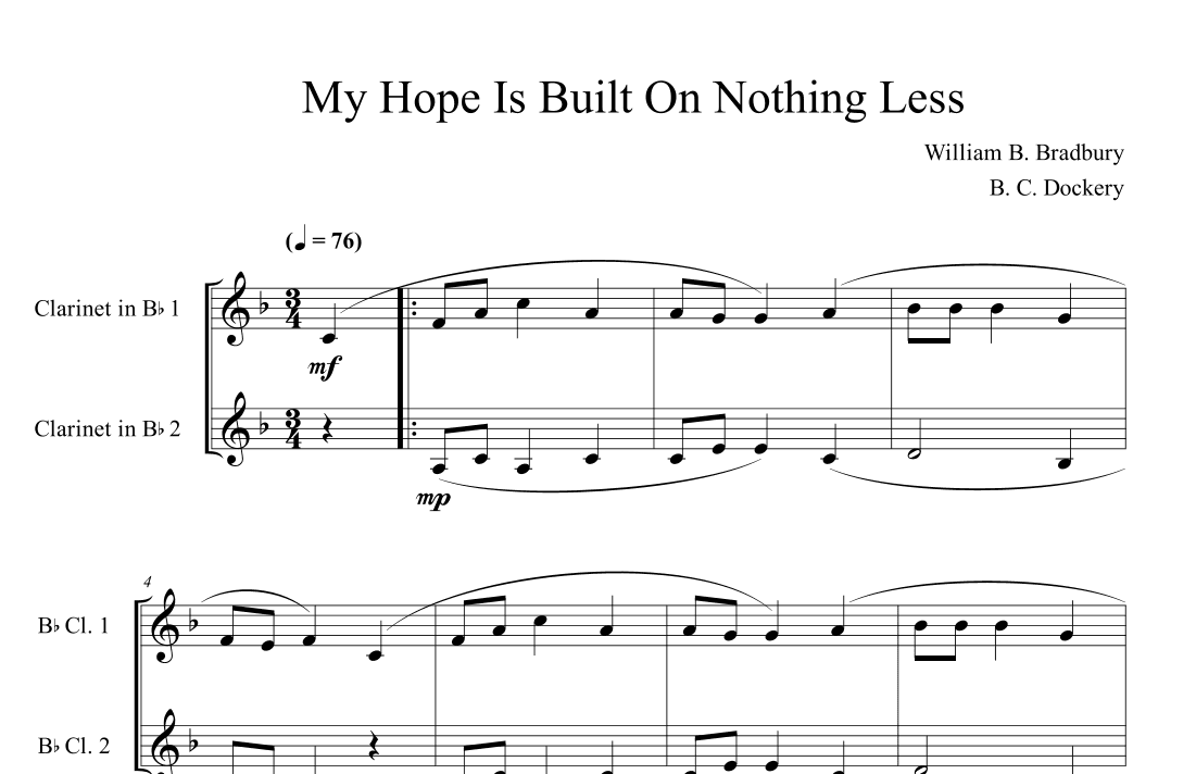 My Hope is Built on Nothing Less (Clarinet Duet) (arr. B. C. Dockery)