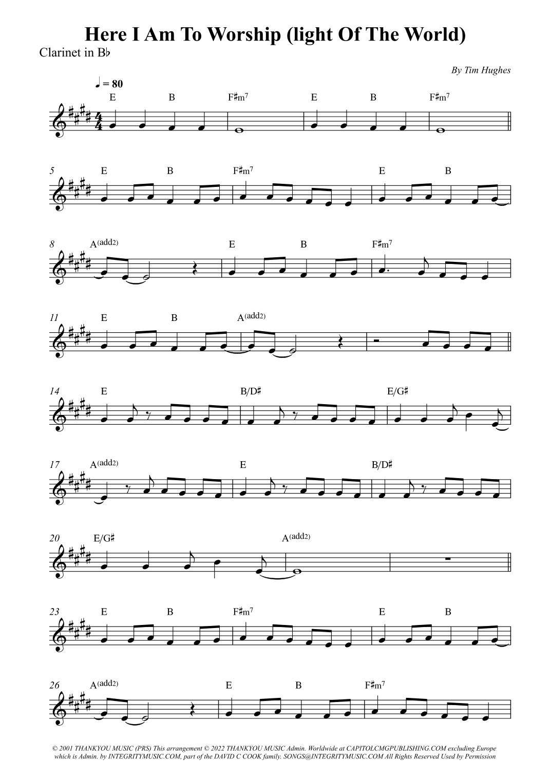 Here I Am To Worship (light Of The World) (arr. Wesley S. SIlva)
