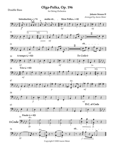 Olga-Polka, Op. 196 (arr. for string orchestra): Double Bass (arr. Aaron Meier)