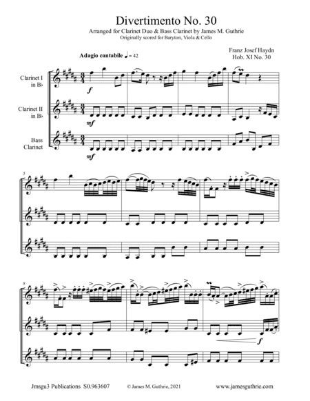 Haydn: Divertimento No. 30 for Clarinet Trio (arr. James M. Guthrie)