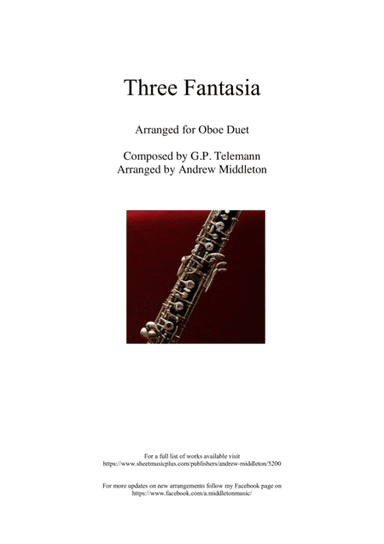 Three Fantasias arranged for Oboe Duet (arr. Andrew Middleton)