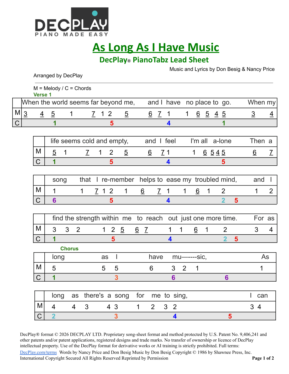 As Long As I Have Music (arr. DecPlay Ltd)