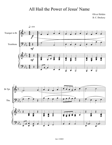 All Hail the Power of Jesus' Name (Trumpet and Trombone Duet with Piano Accompaniment) (arr. B. C. Dockery)