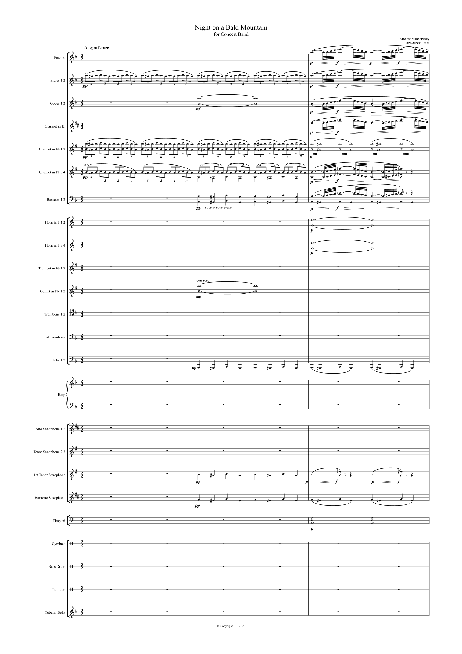 Night on a Bald Mountain for concert band(full score & parts) (arr. Albert Dani)