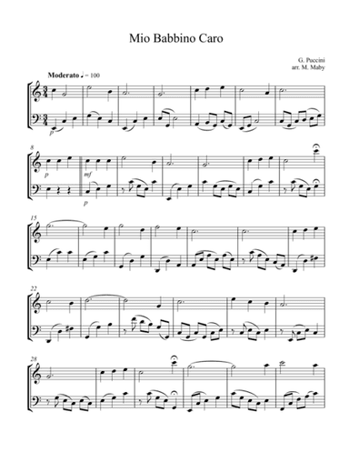 Mio Babbino Caro for violin & cello duet (arr. Marion Maby)